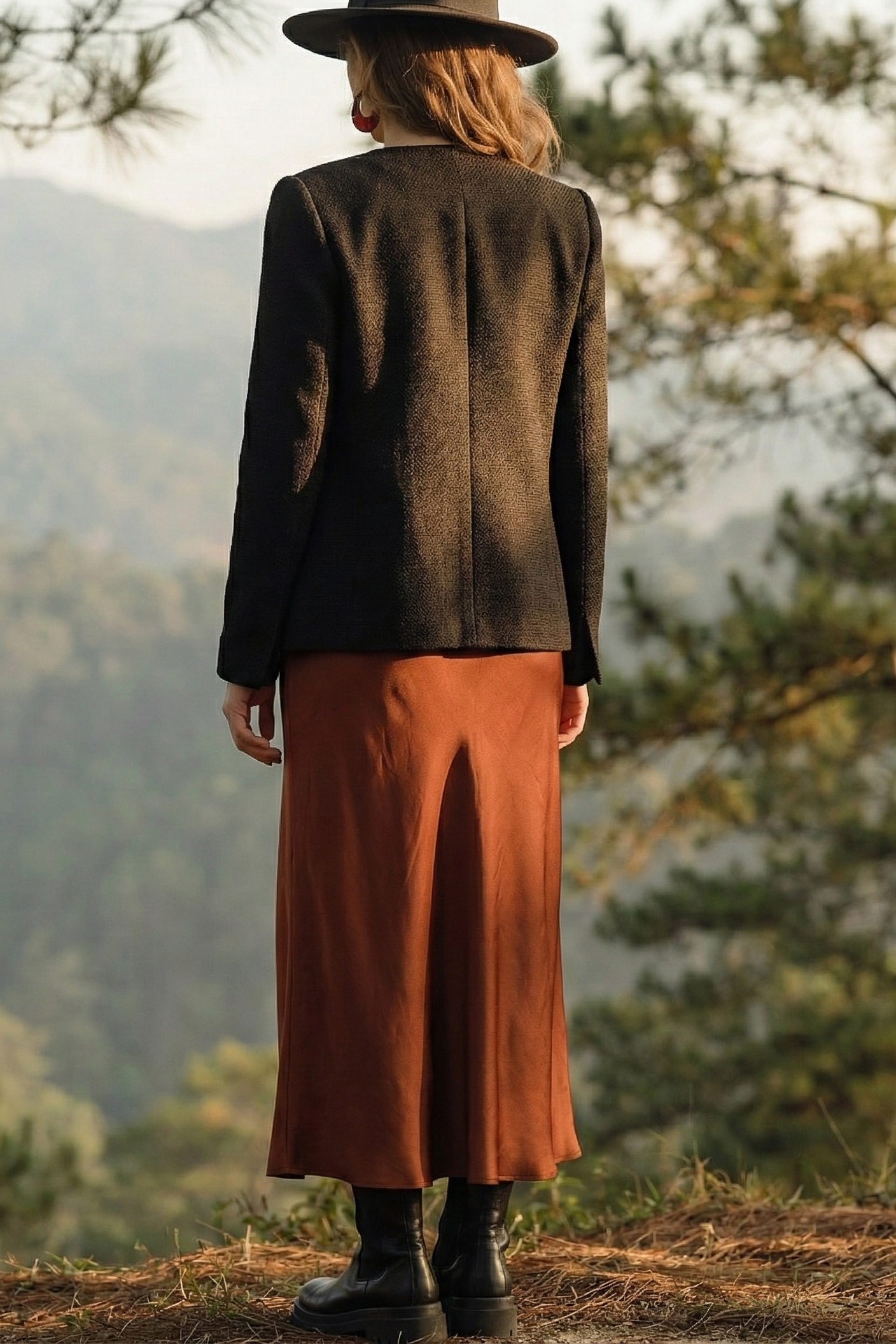 Áo khoác jacket tweed đen thời trang Hity