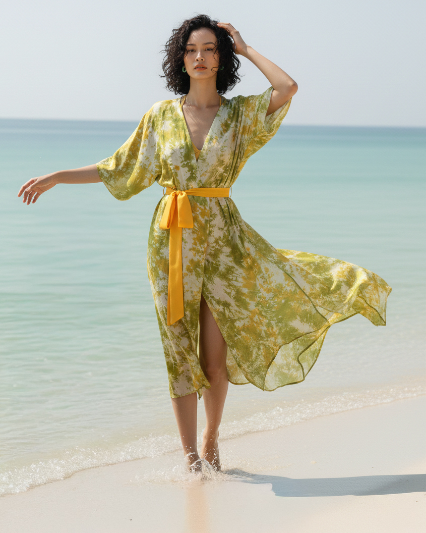 Áo khoác kimono lụa tơ tằm thời trang Hity