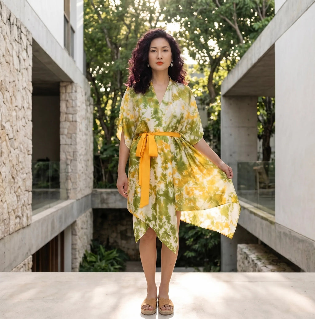 Áo khoác lụa tơ tằm nhuộm loang tiedye thời trang Hity