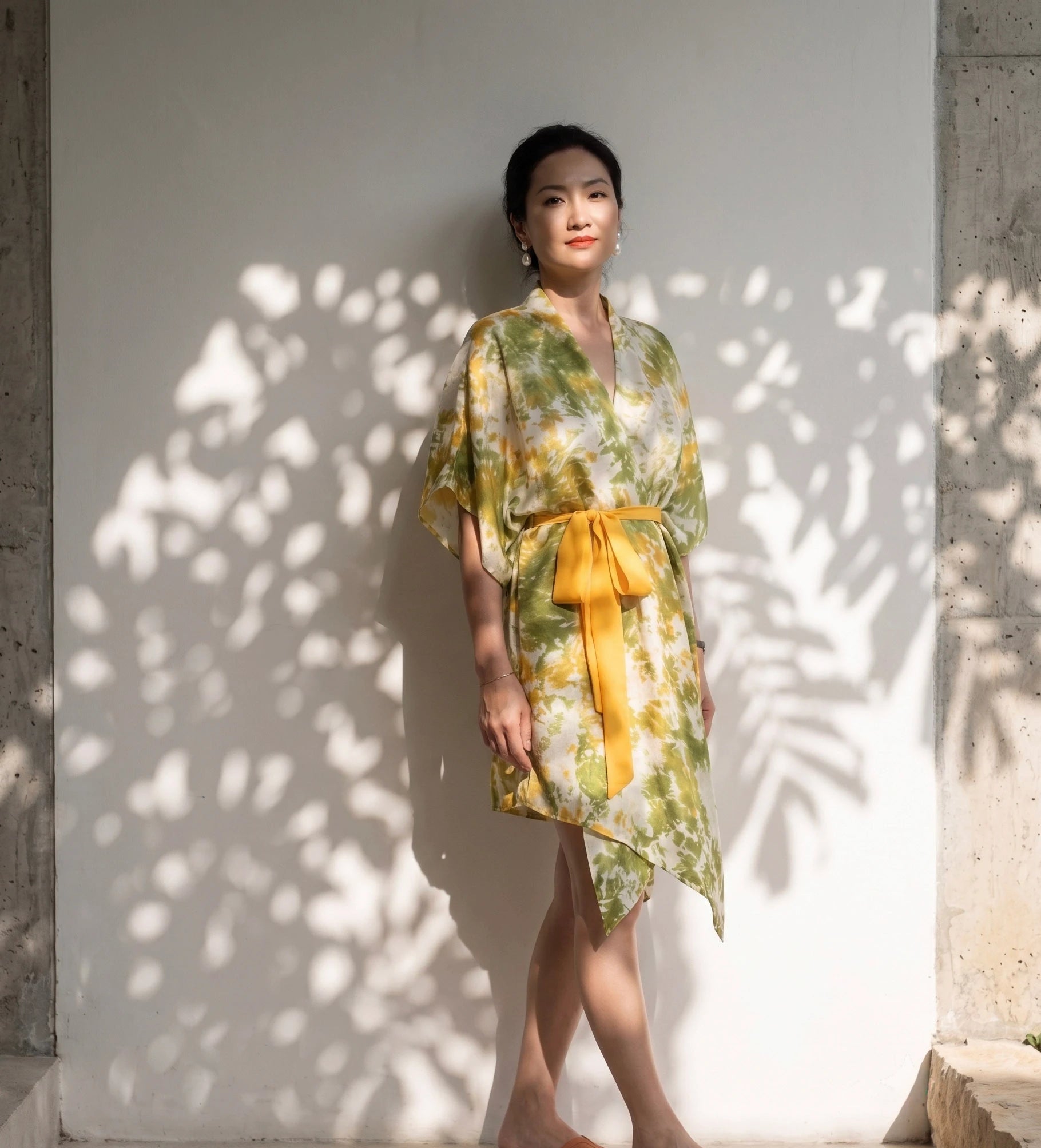 Áo khoác lụa tơ tằm nhuộm loang tiedye thời trang Hity