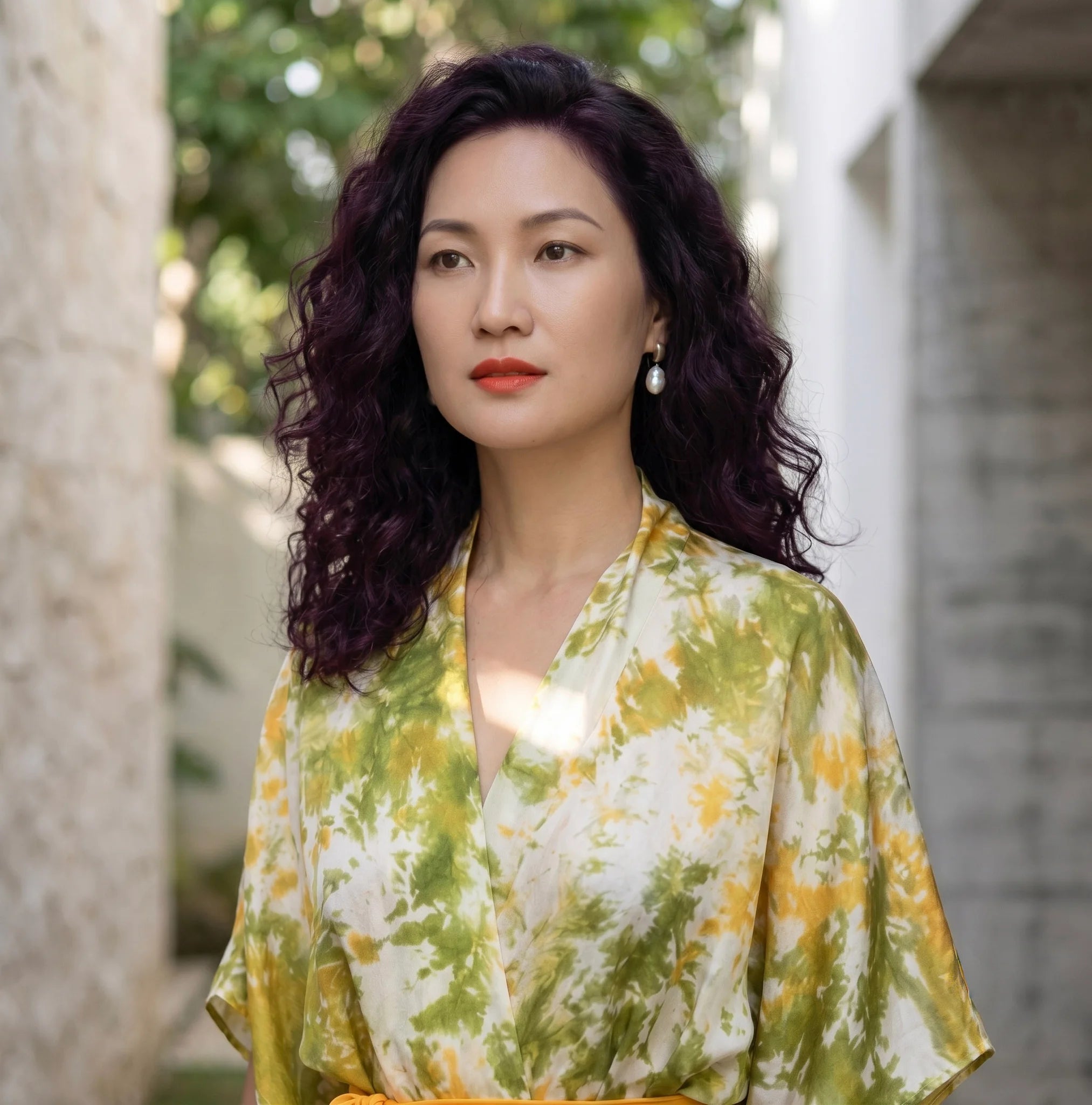 Áo khoác lụa tơ tằm nhuộm loang tiedye thời trang Hity