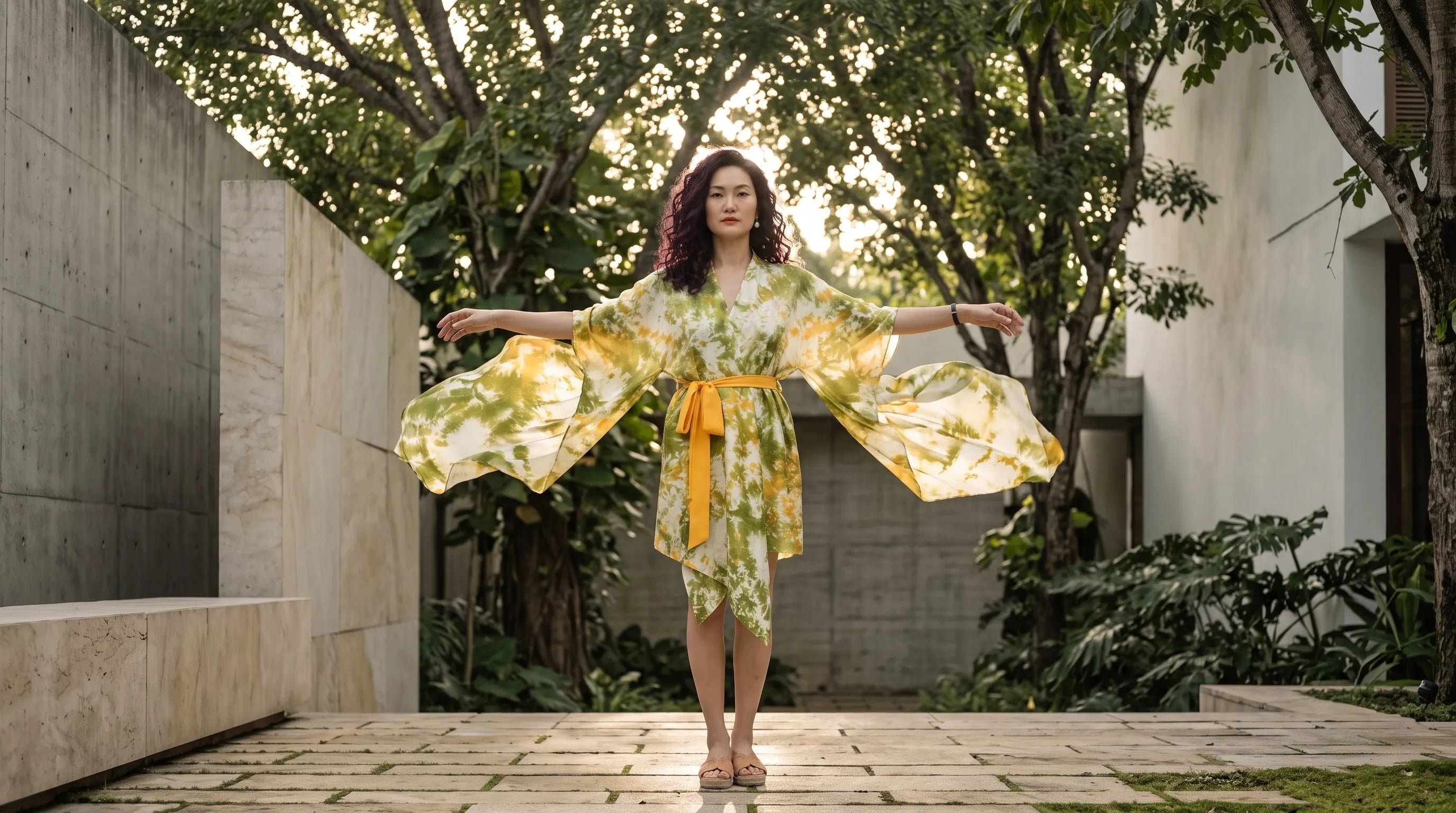 Áo khoác lụa tơ tằm nhuộm loang tiedye thời trang Hity