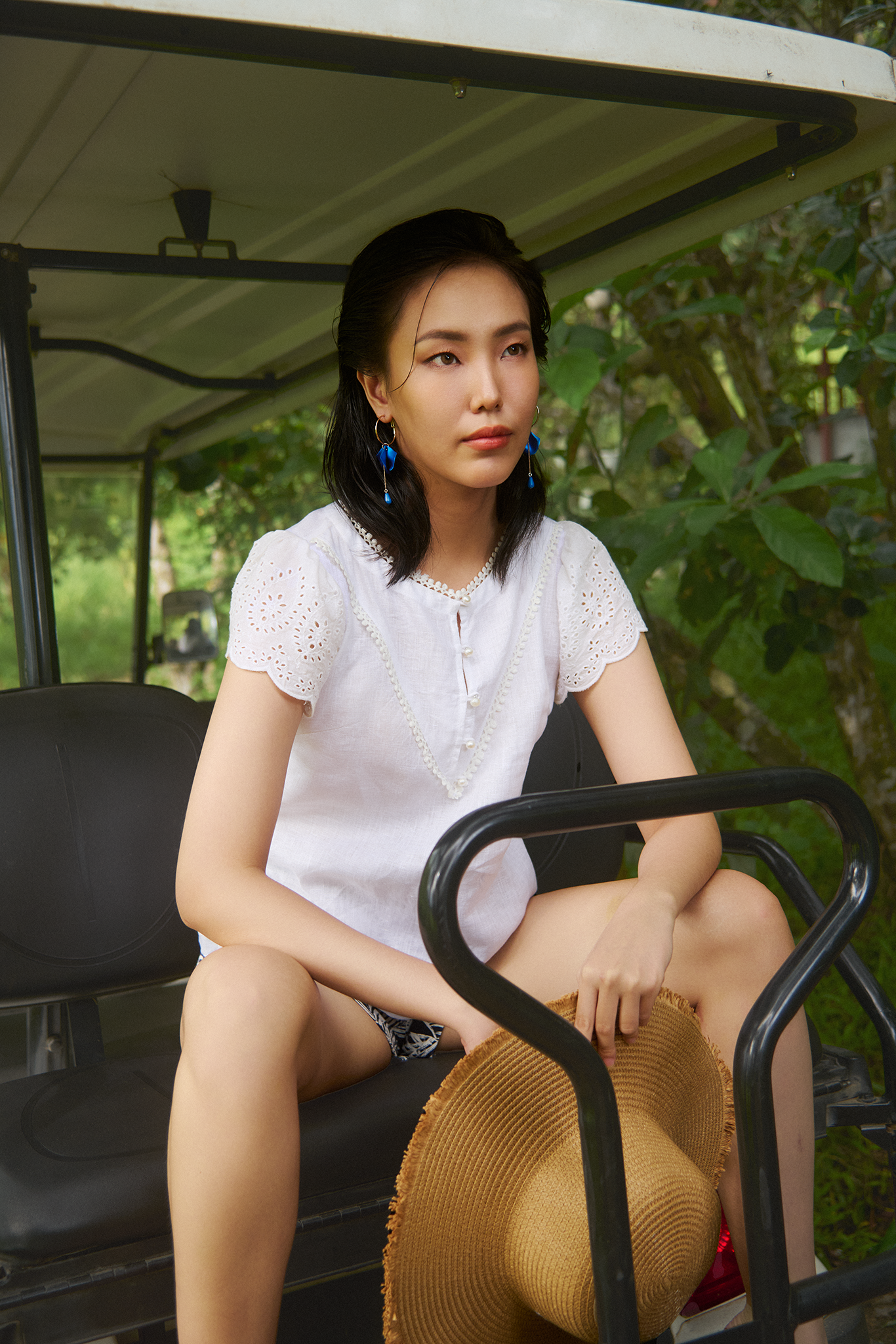 Áo suông tay ren linen trắng thời trang Hity