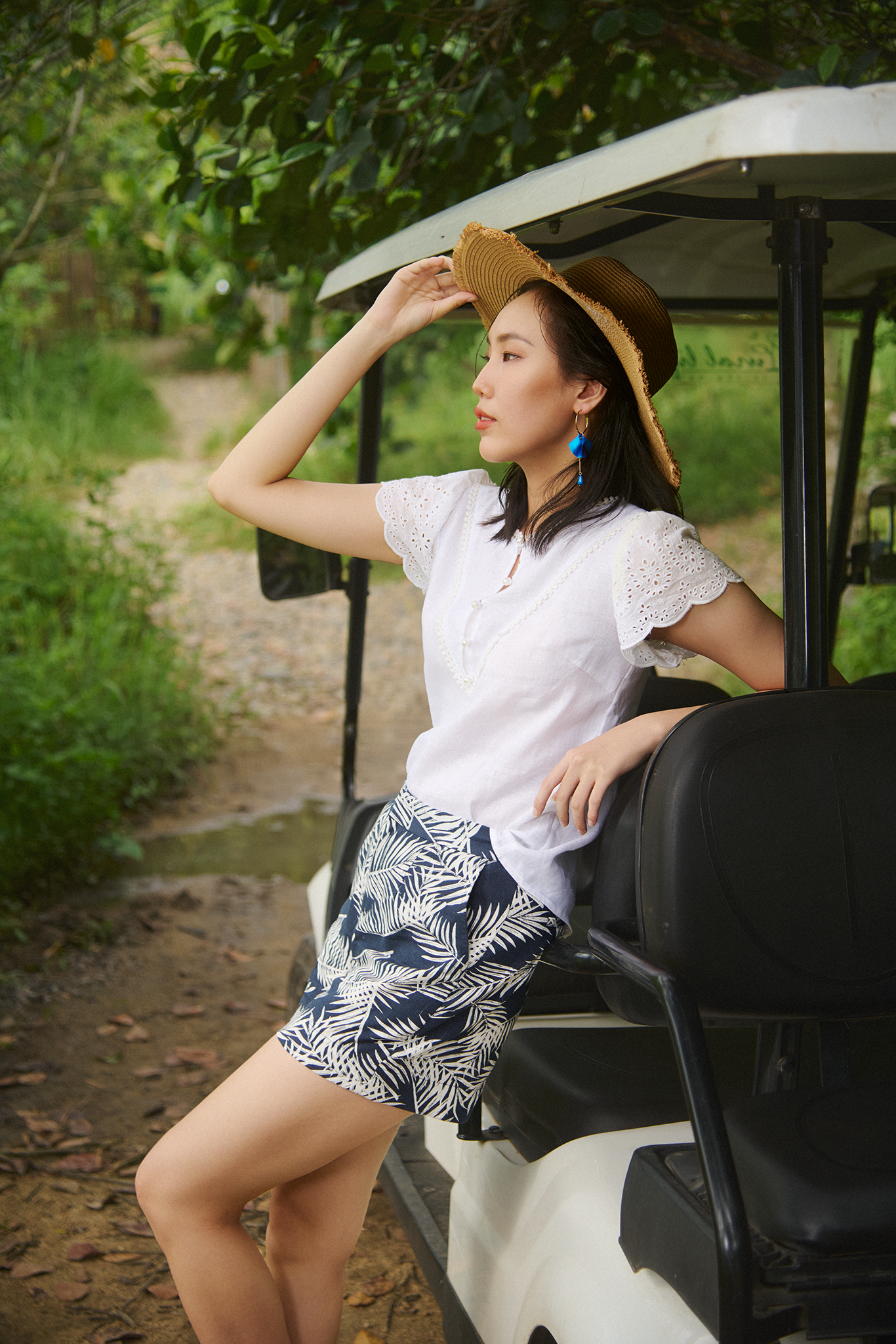 Áo suông tay ren linen trắng thời trang Hity