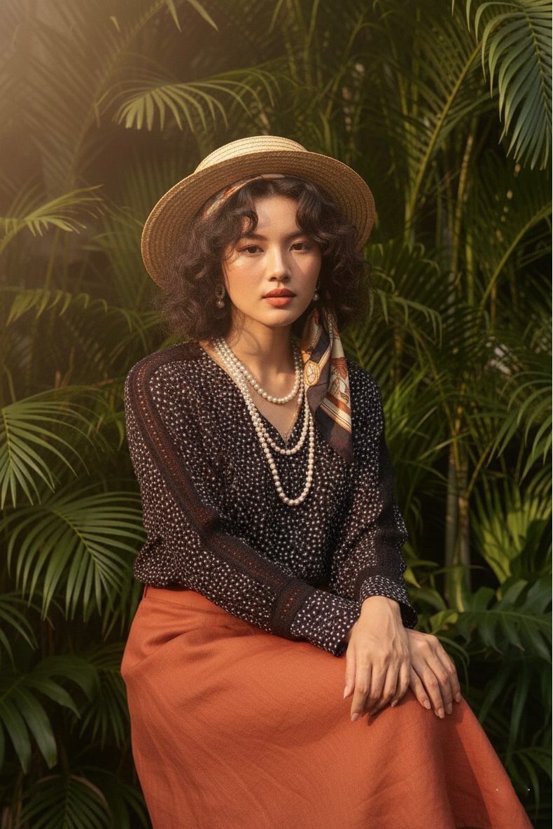 Áo suông tay dài phối ren cotton chấm bi thời trang Hity