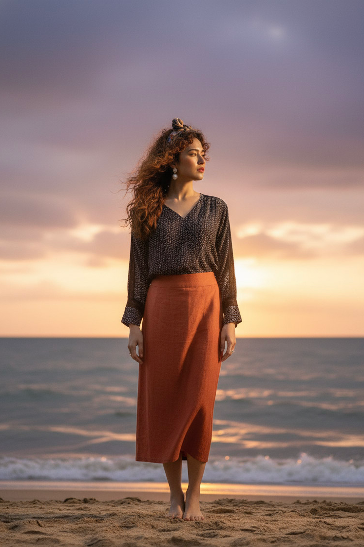 Áo suông tay dài phối ren cotton chấm bi thời trang Hity