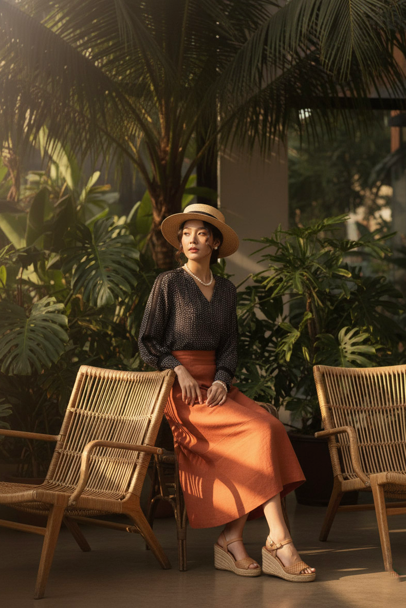 Áo suông tay dài phối ren cotton chấm bi thời trang Hity