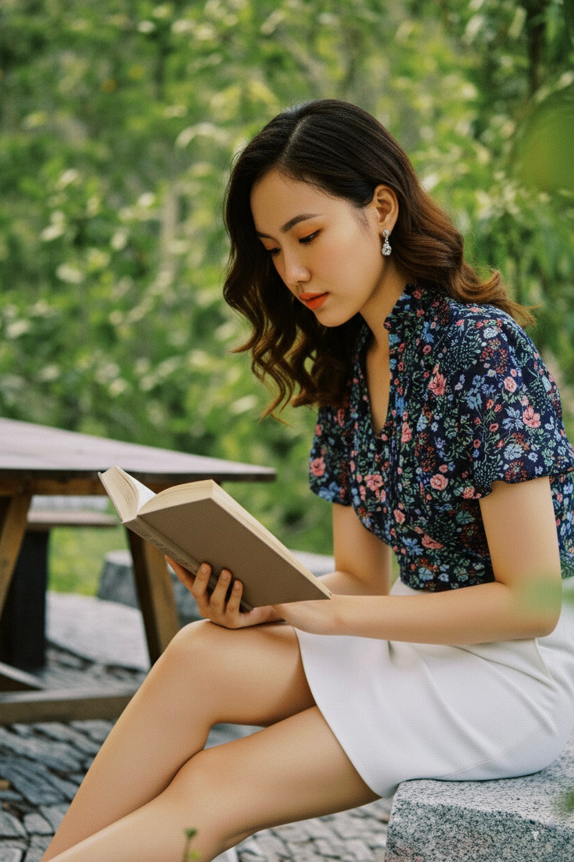 Áo kiểu tay phồng chiffon hoa nhí thời trang Hity