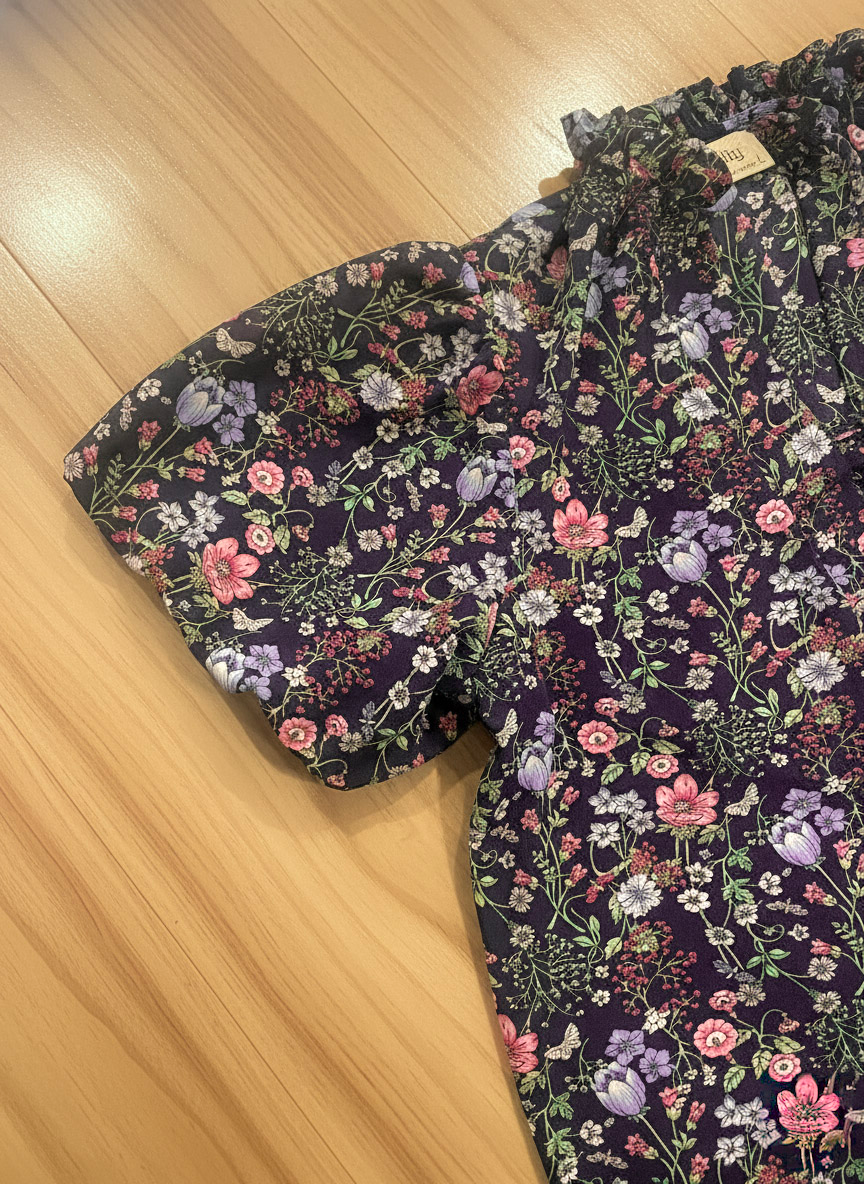 Áo kiểu tay phồng chiffon hoa nhí thời trang Hity