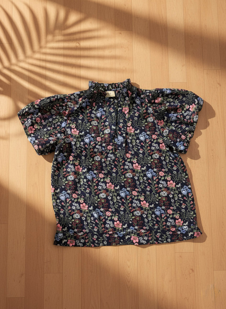 Áo kiểu tay phồng chiffon hoa nhí thời trang Hity