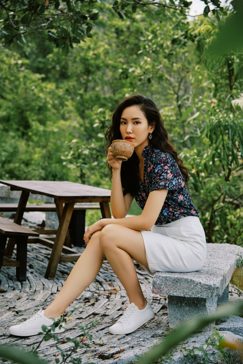 Áo kiểu tay phồng chiffon hoa nhí thời trang Hity