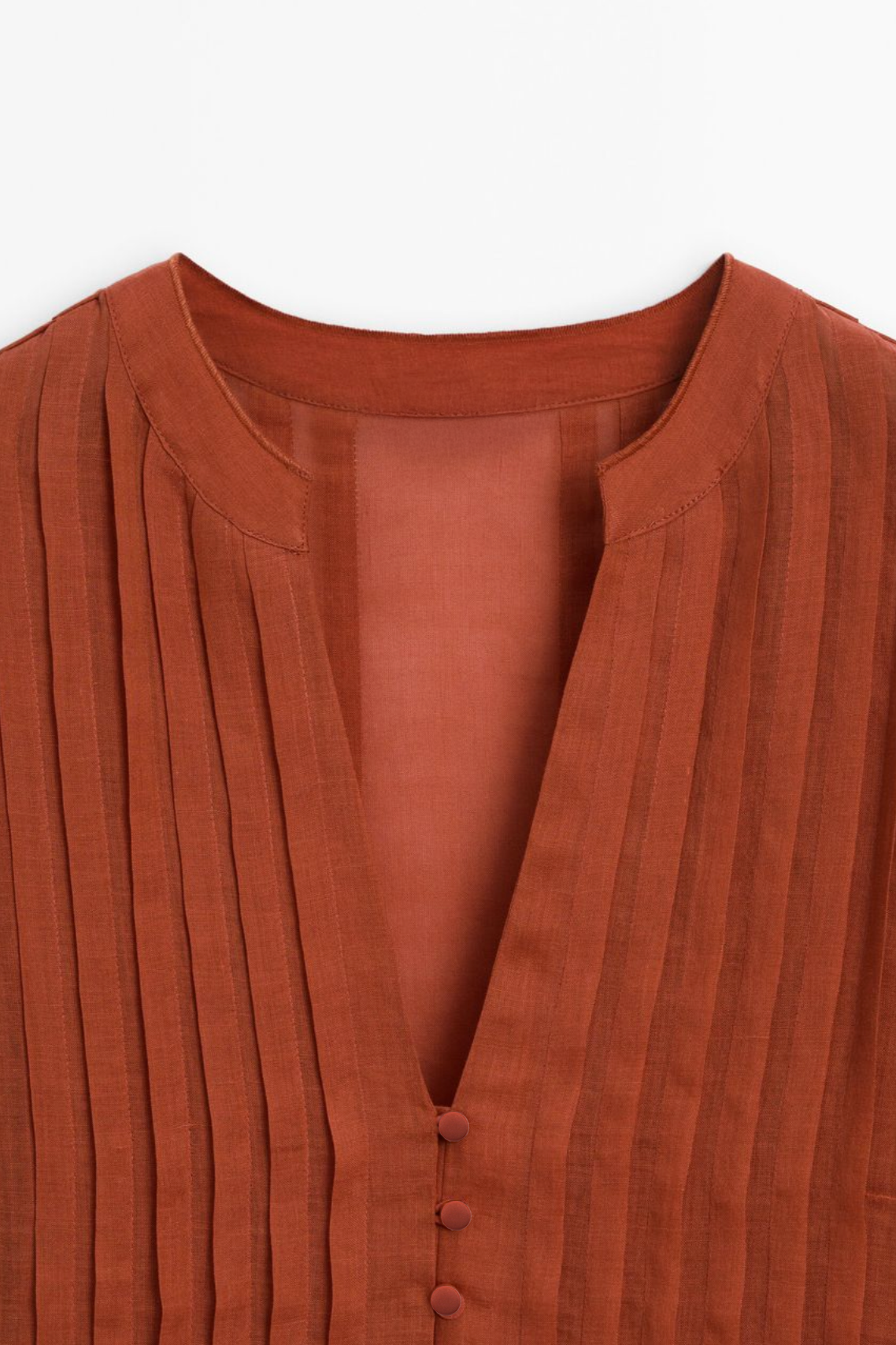 Áo kiểu xếp ly linen cam đất thời trang Hity