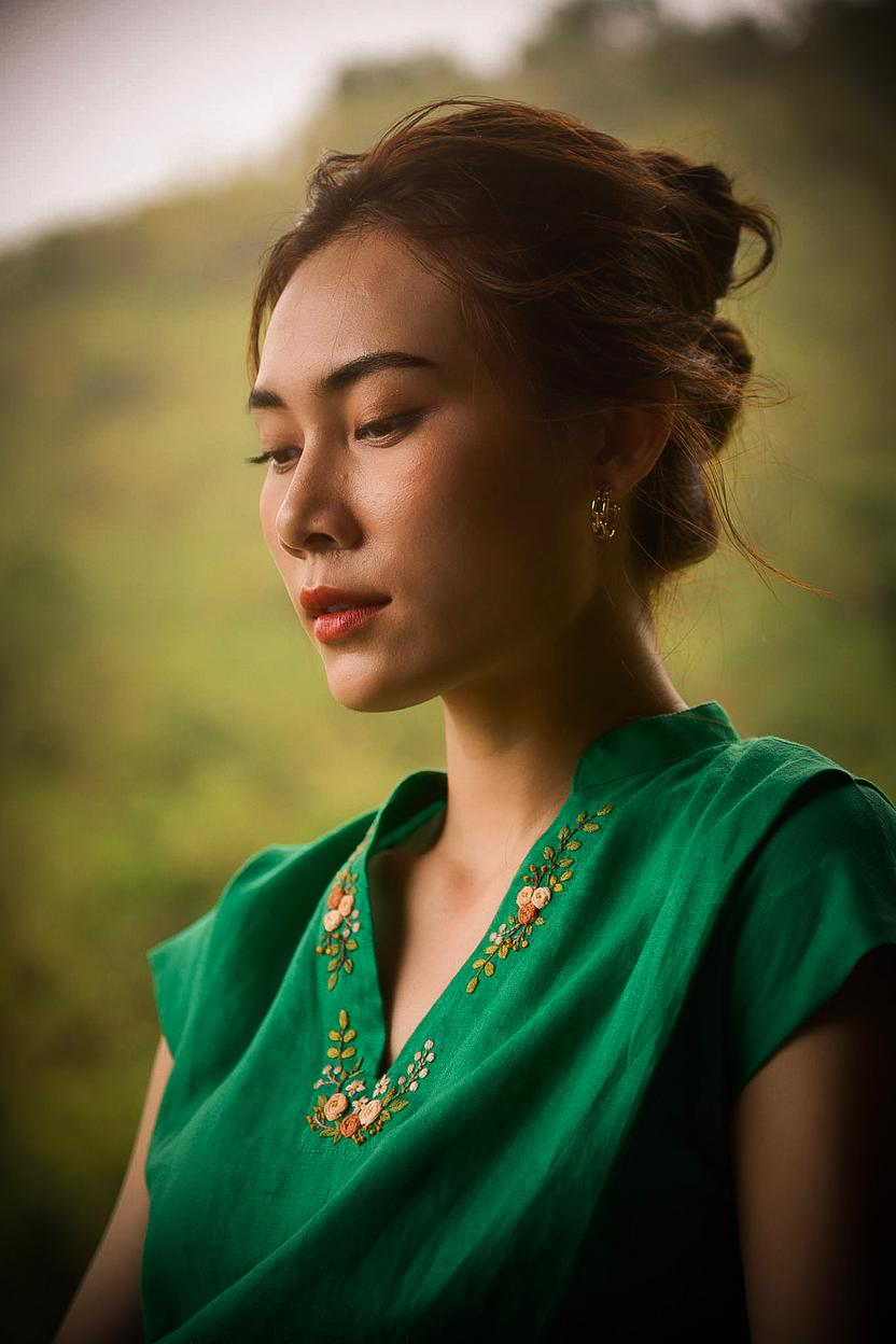 Áo bo linen thêu tay thời trang Hity