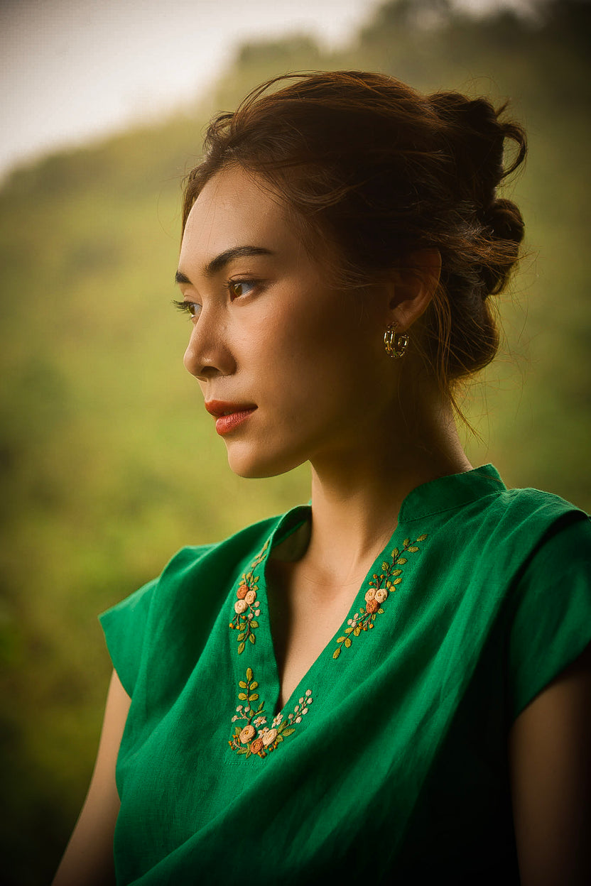 Áo bo linen thêu tay thời trang Hity