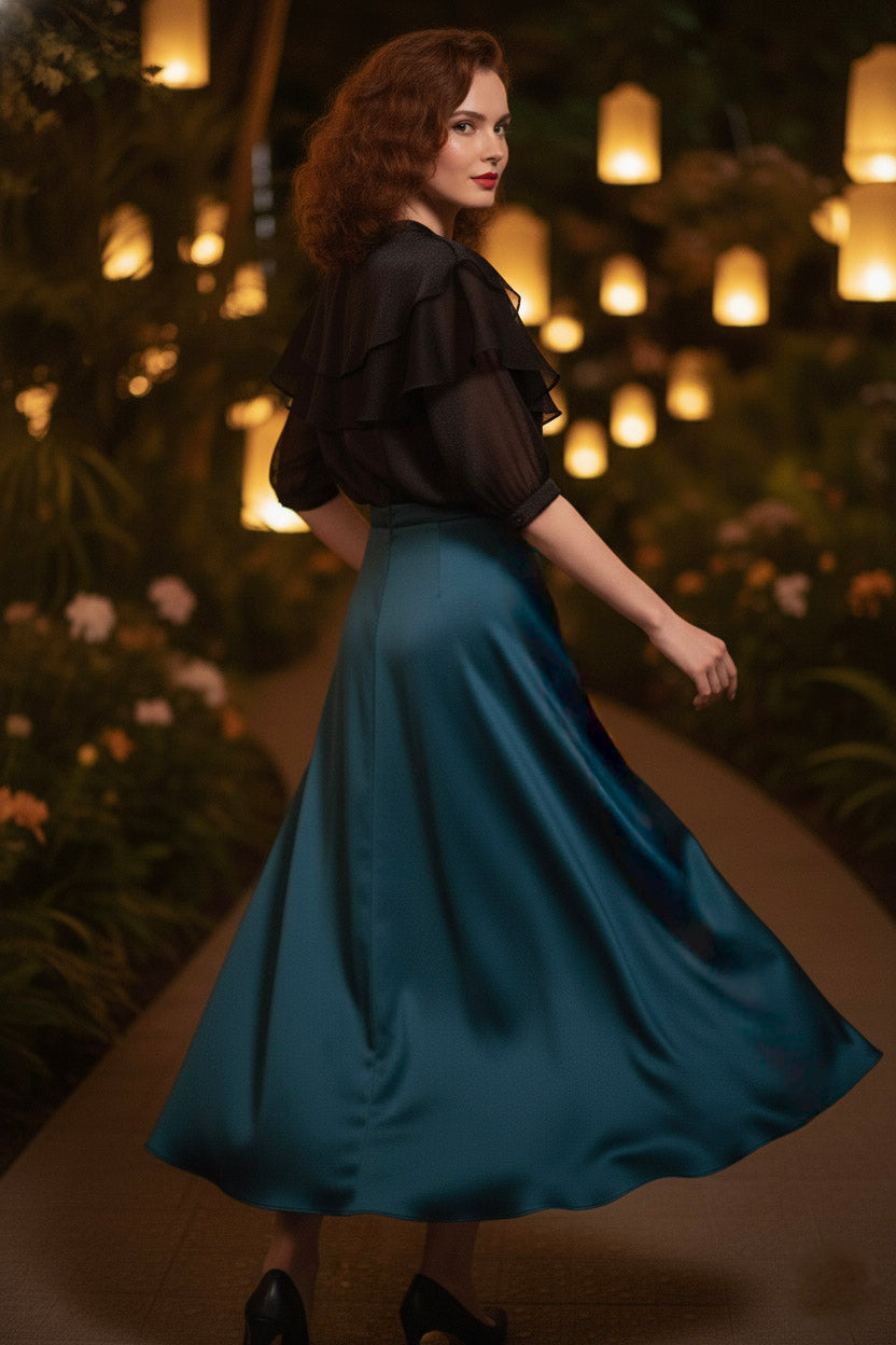 Áo tay phồng xuyên thấu organza đen thời trang Hity