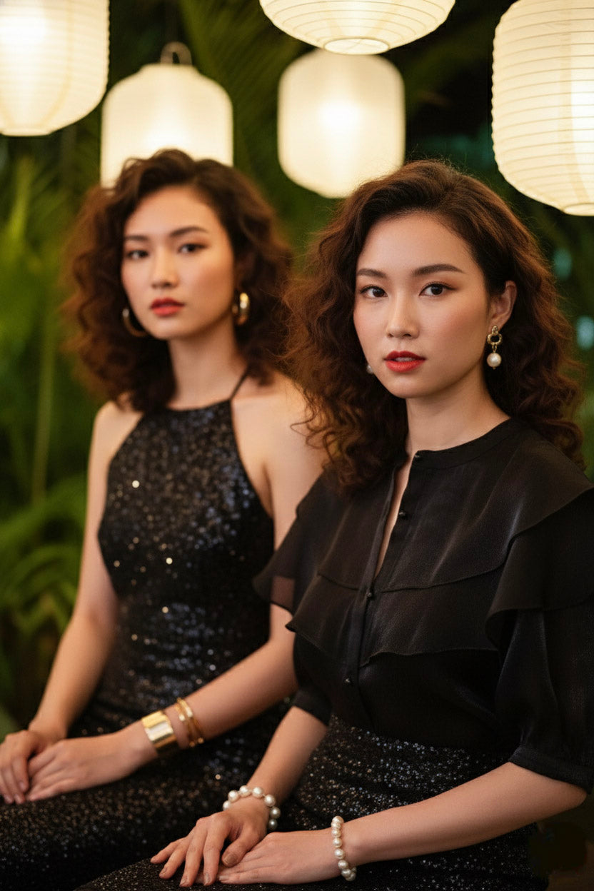 Áo tay phồng xuyên thấu organza đen thời trang Hity