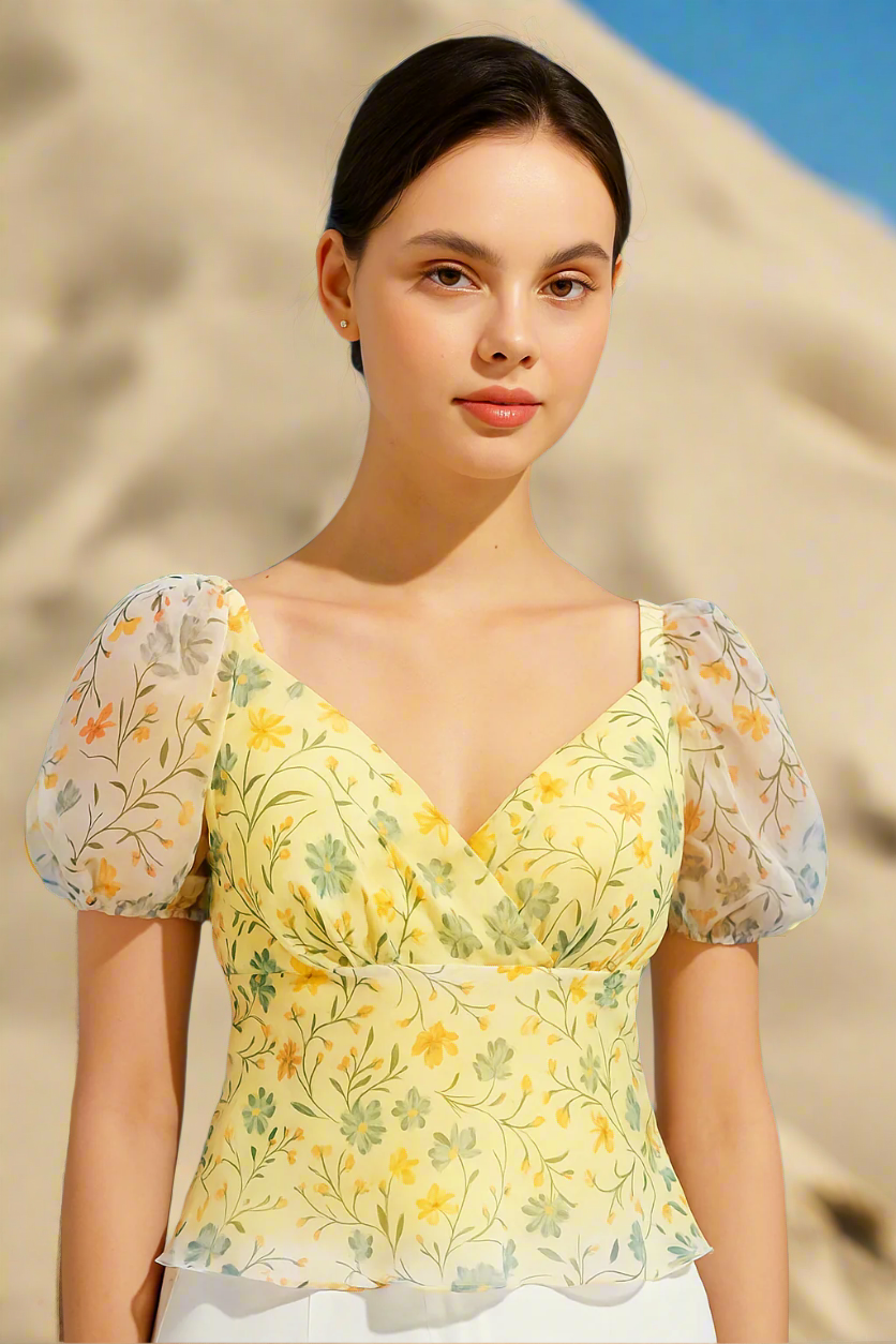 Áo peplum hở lưng tay phồng Soleil thời trang Hity