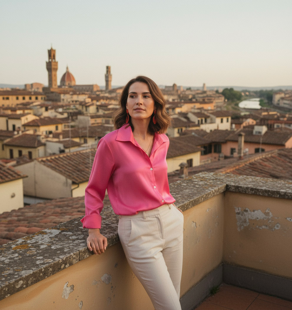 Áo sơ mi dáng rộng oversize hồng sen thời trang Hity