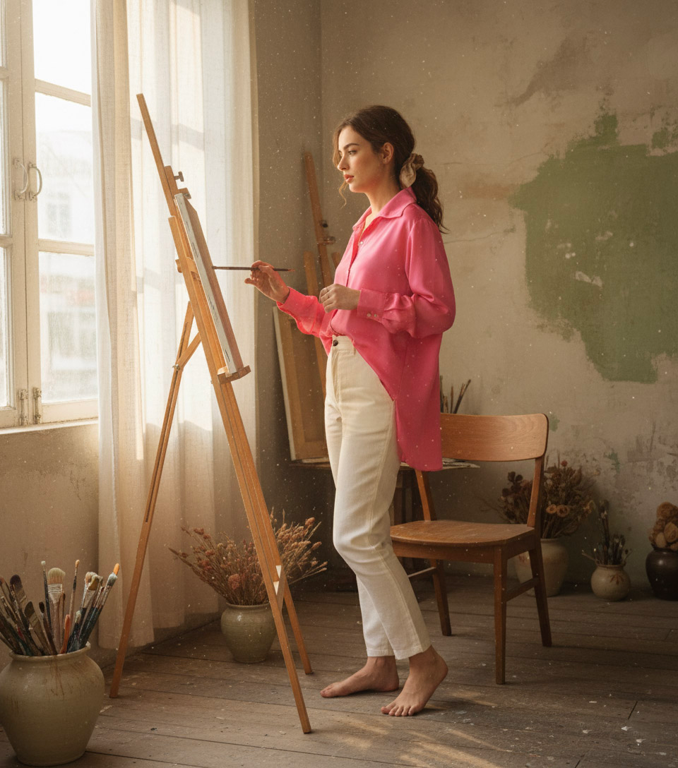 Áo sơ mi dáng rộng oversize hồng sen thời trang Hity