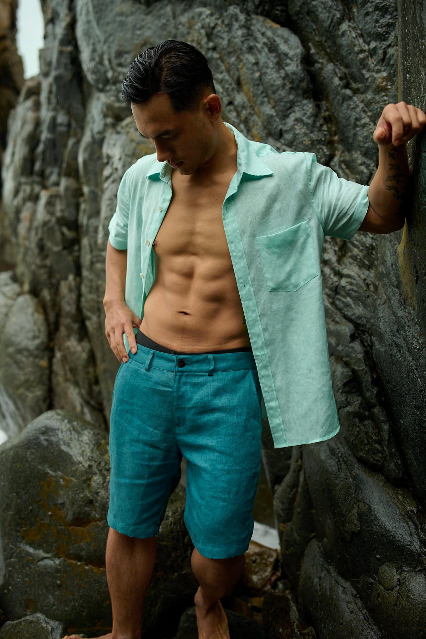 Áo sơ mi nam tay ngắn linen thời trang Hity