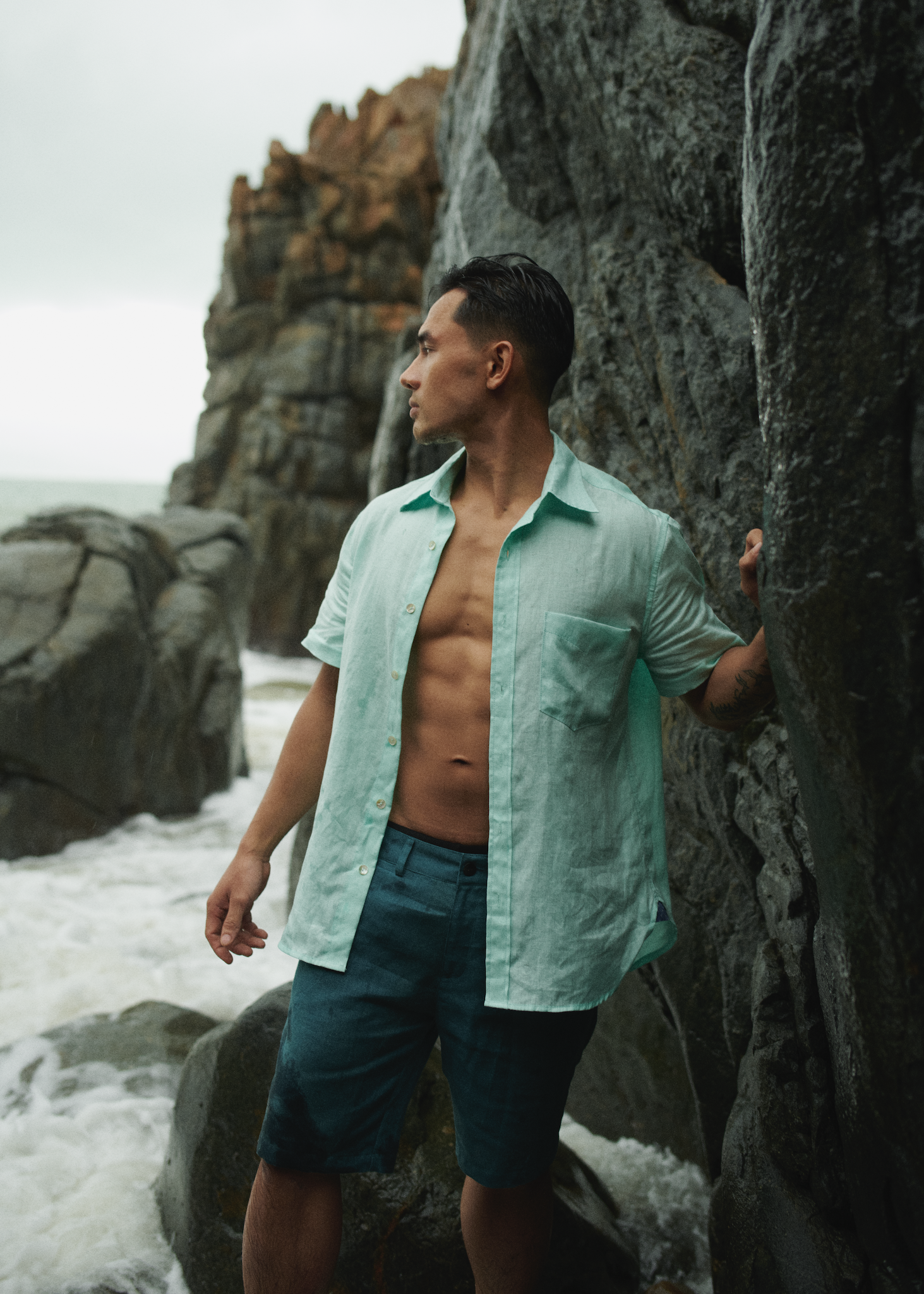 Áo sơ mi nam tay ngắn linen thời trang Hity