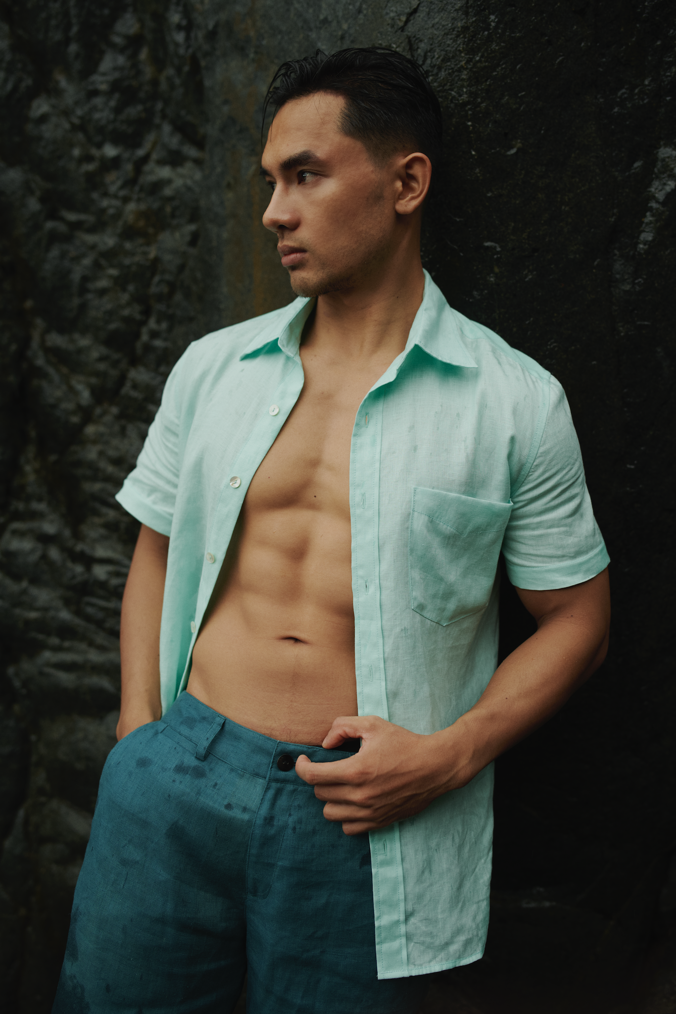 Áo sơ mi nam tay ngắn linen thời trang Hity