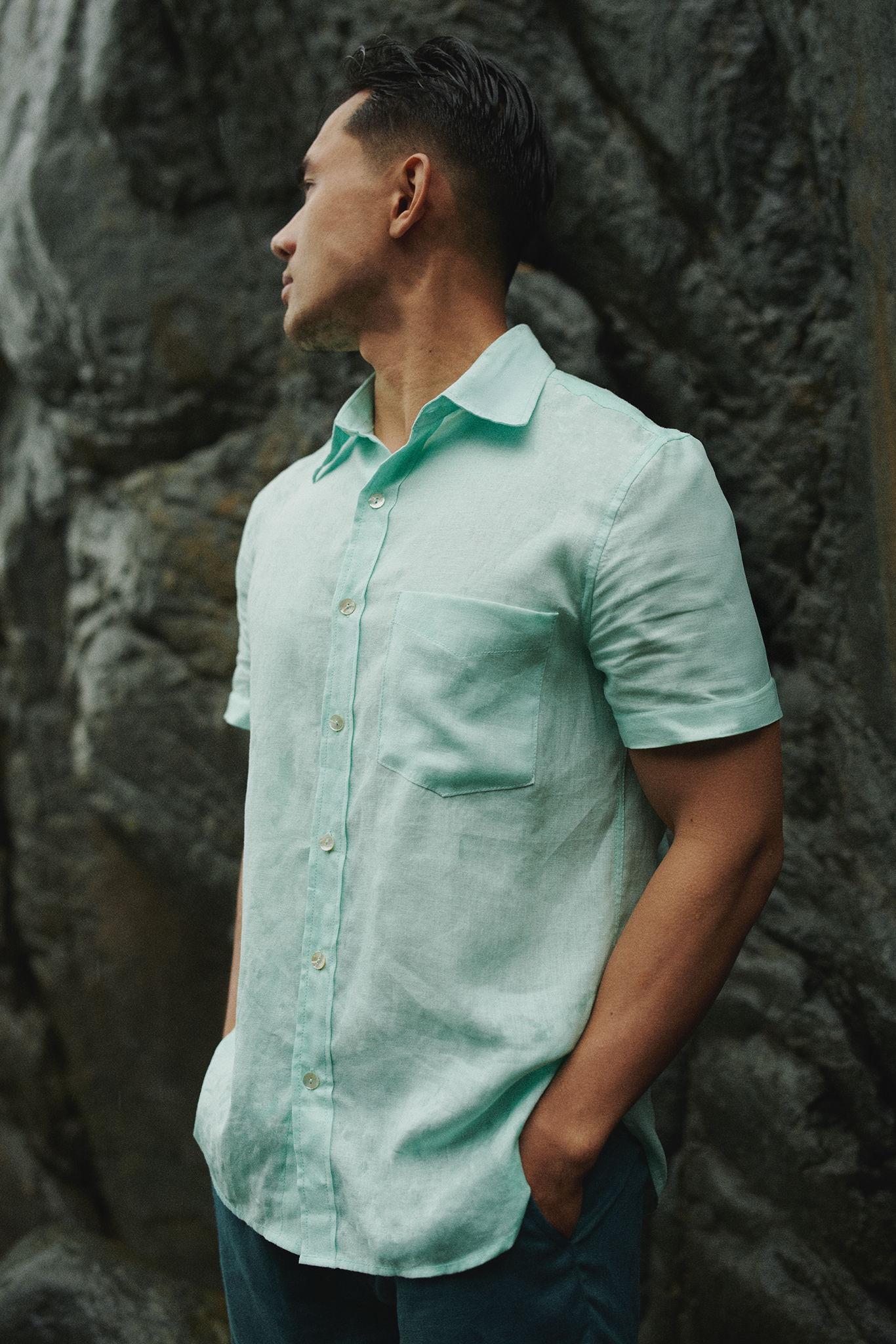 Áo sơ mi nam tay ngắn linen thời trang Hity