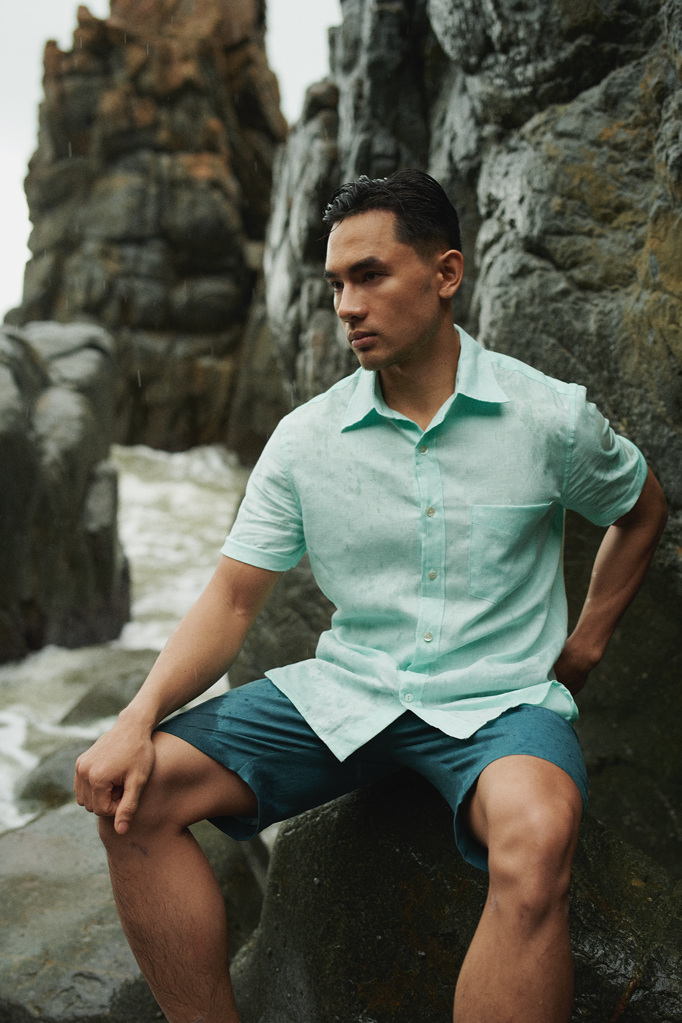 Áo sơ mi nam tay ngắn linen thời trang Hity