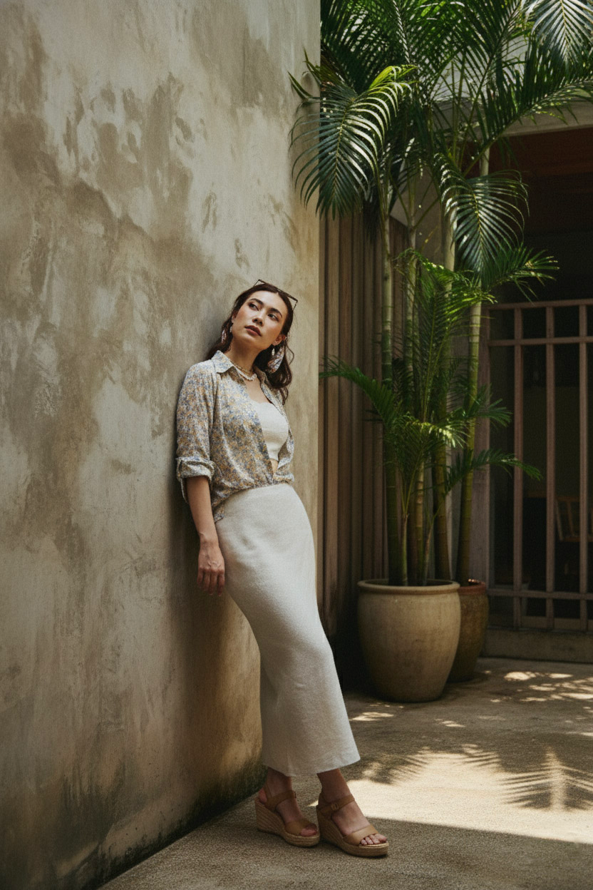 Áo sơ mi tay dài chiffon voan hoa nhí cổ điển vintage thời trang Hity