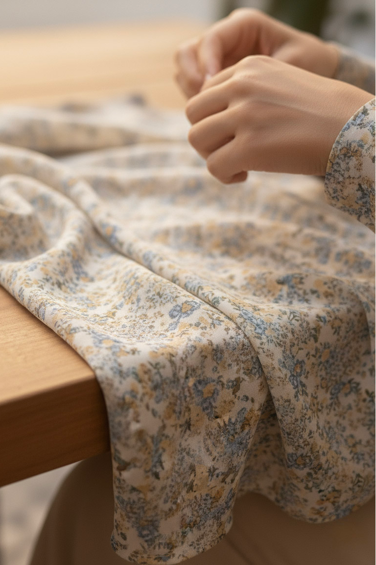 Áo sơ mi tay dài chiffon voan hoa nhí cổ điển vintage thời trang Hity