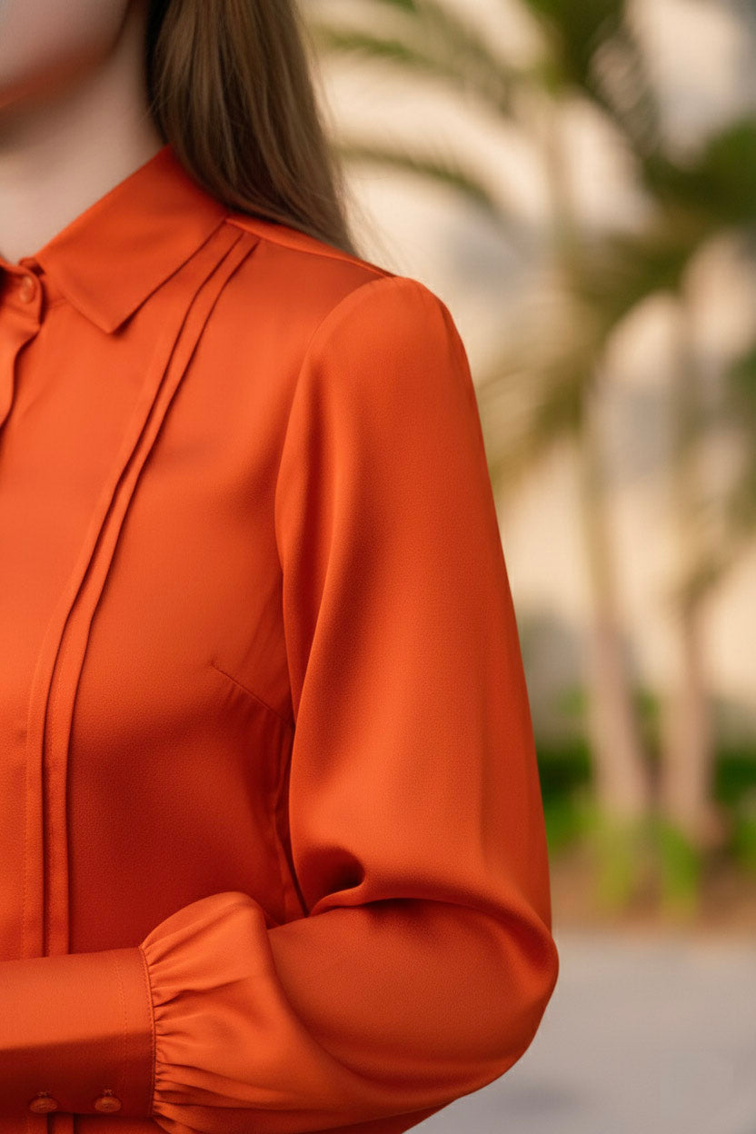 Áo sơ mi tay dài cam đất thời trang Hity