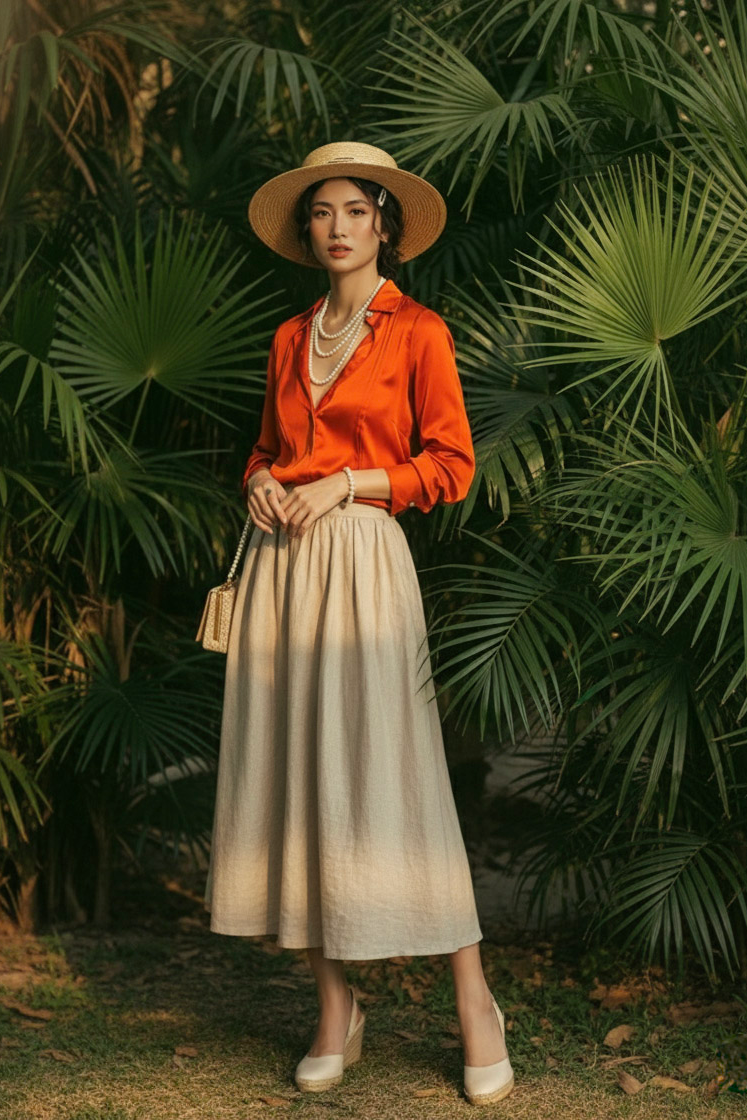 Áo sơ mi tay dài cam đất thời trang Hity