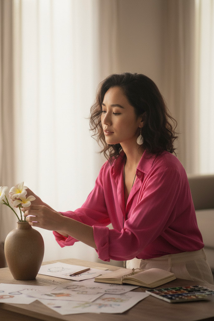 Áo sơ mi tay dài hồng sen thời trang Hity