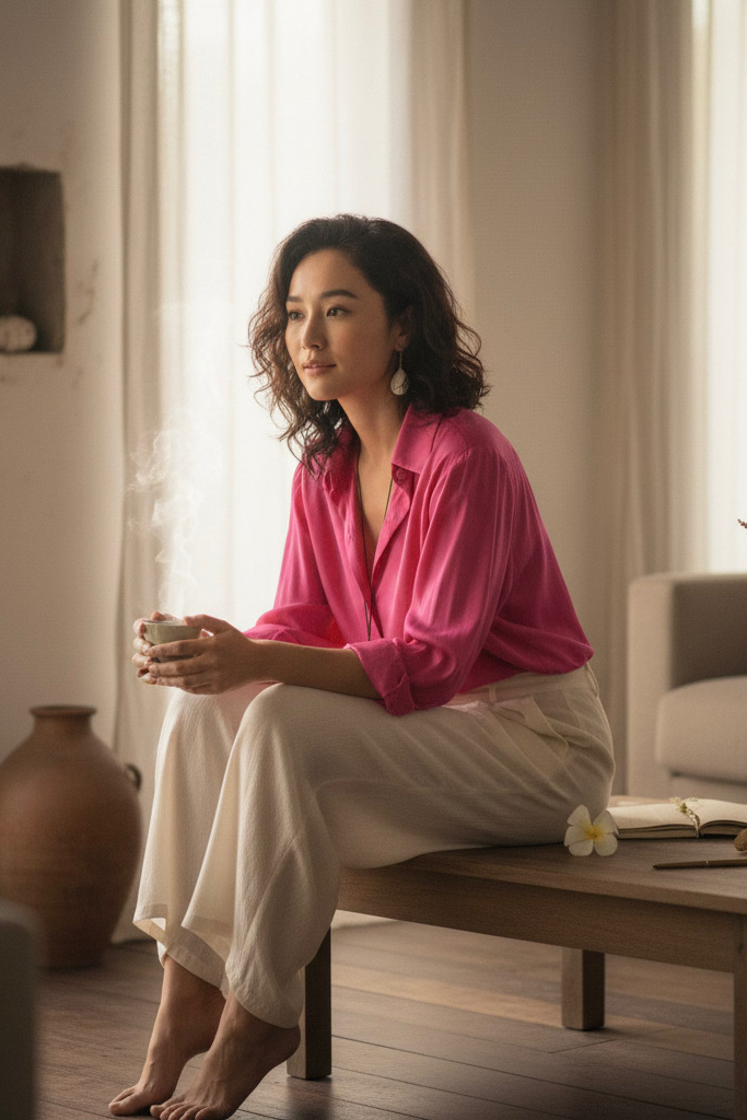 Áo sơ mi tay dài hồng sen thời trang Hity