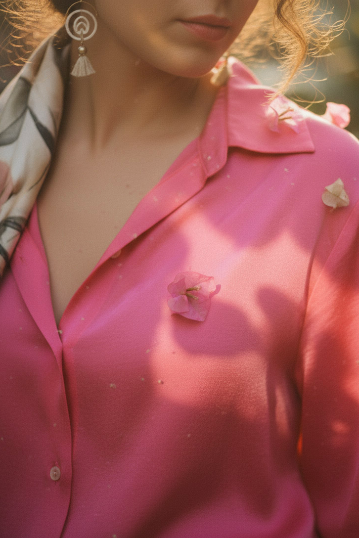 Áo sơ mi tay dài hồng sen thời trang Hity