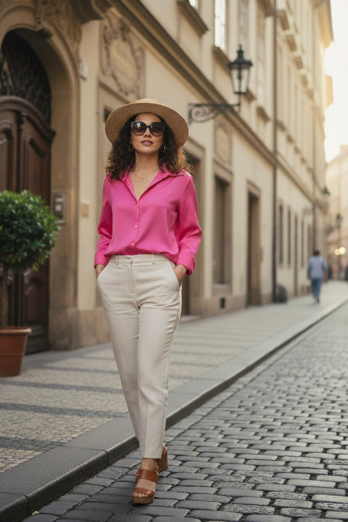 Áo sơ mi tay dài hồng sen thời trang Hity