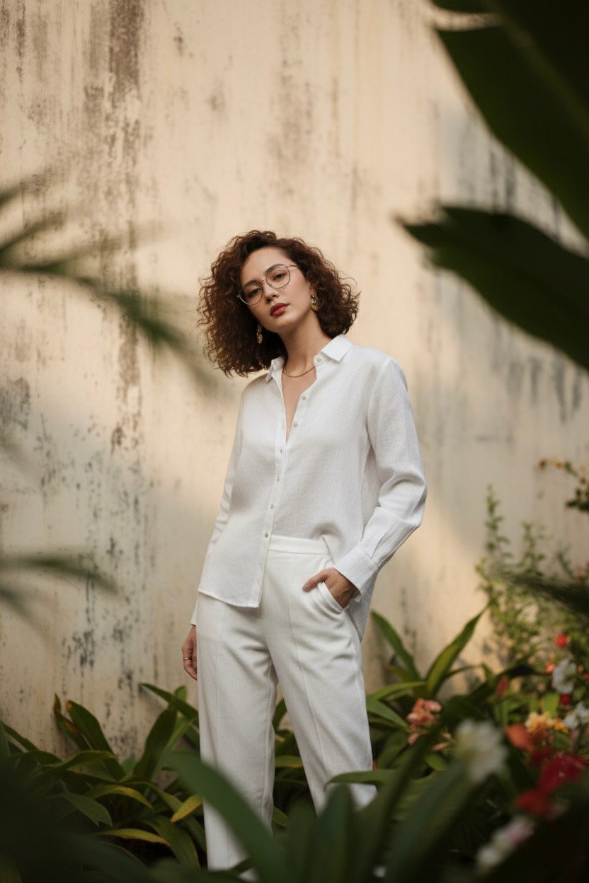 Áo sơ mi nữ tay dài linen trắng thời trang Hity