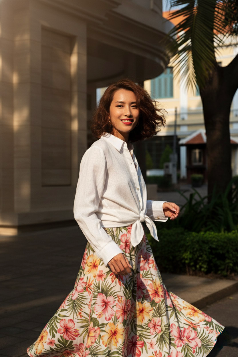 Áo sơ mi nữ tay dài linen trắng thời trang Hity