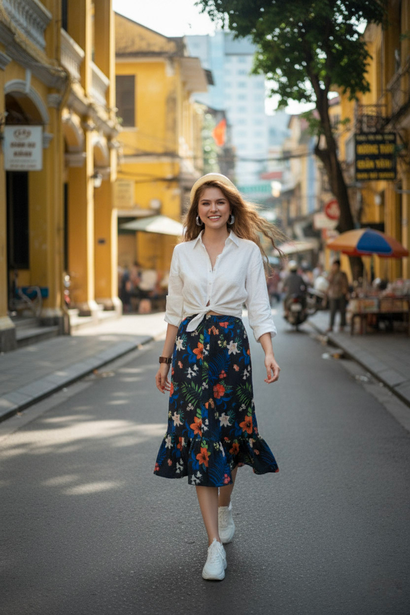 Áo sơ mi nữ tay dài linen trắng thời trang Hity