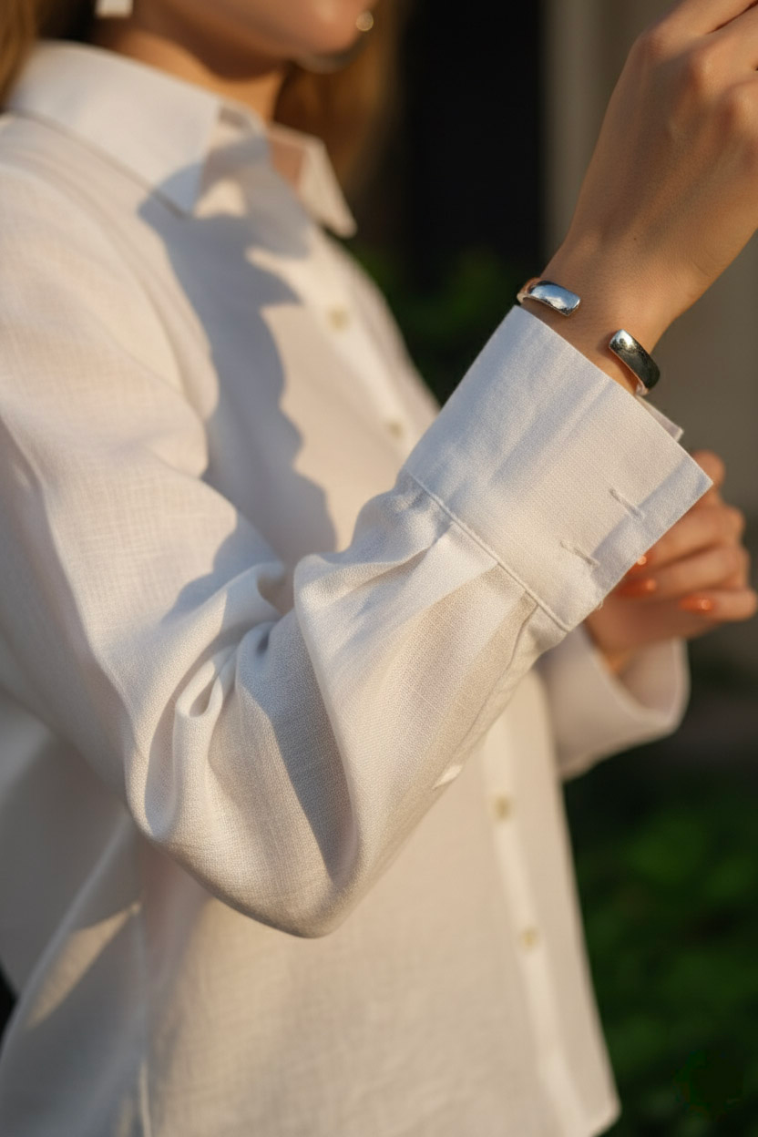 Áo sơ mi nữ tay dài linen trắng thời trang Hity