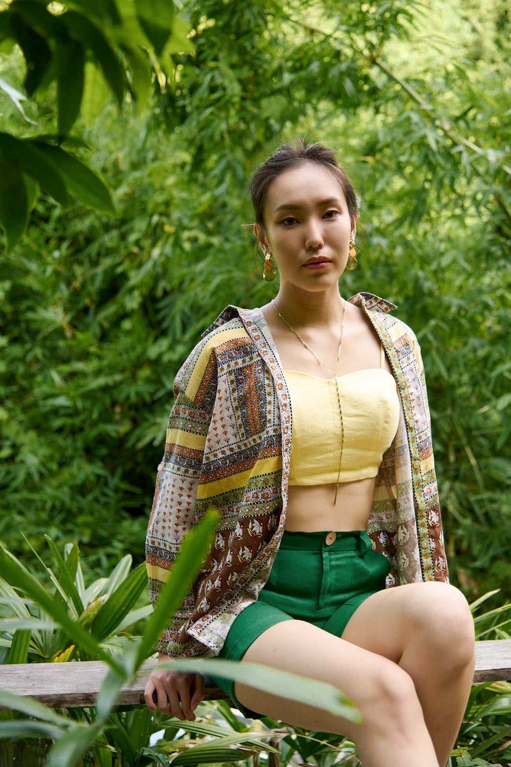 Áo sơ mi oversize linen thổ cẩm bohemian thời trang Hity