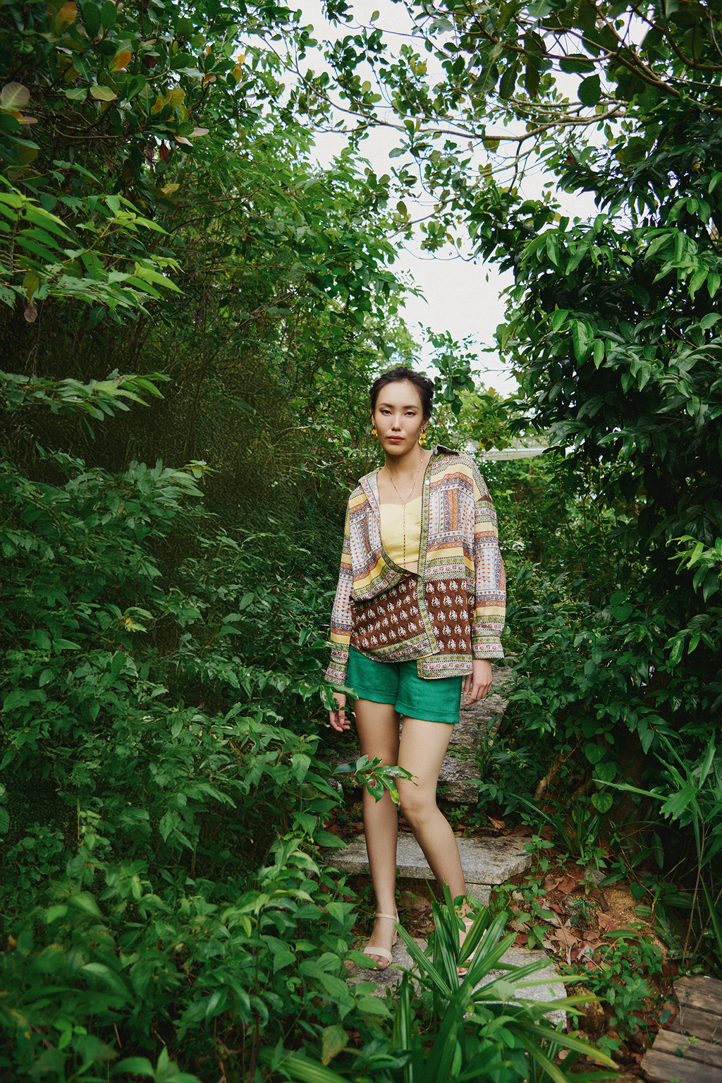 Áo sơ mi oversize linen thổ cẩm bohemian thời trang Hity