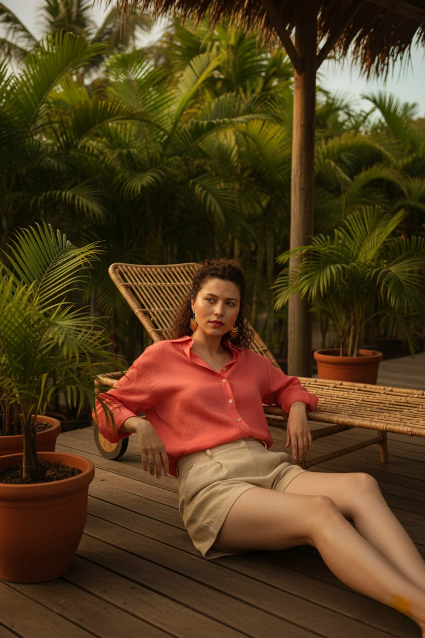 Áo sơ mi tay dài form rộng oversize linen thời trang Hity