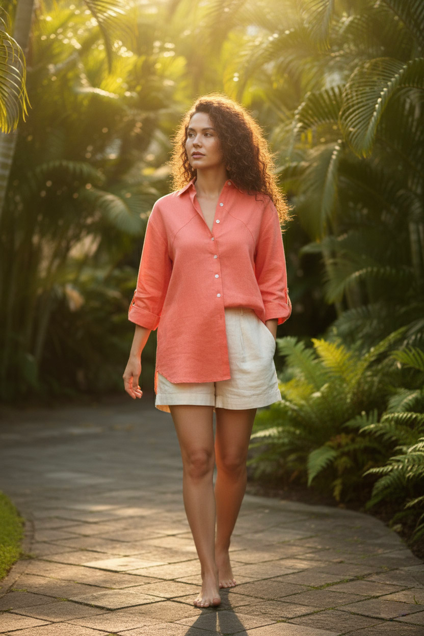 Áo sơ mi tay dài form rộng oversize linen thời trang Hity