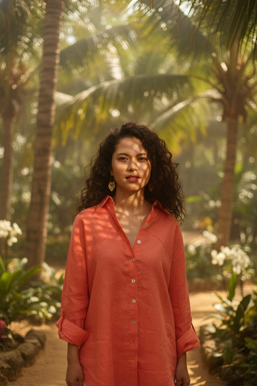 Áo sơ mi tay dài form rộng oversize linen thời trang Hity