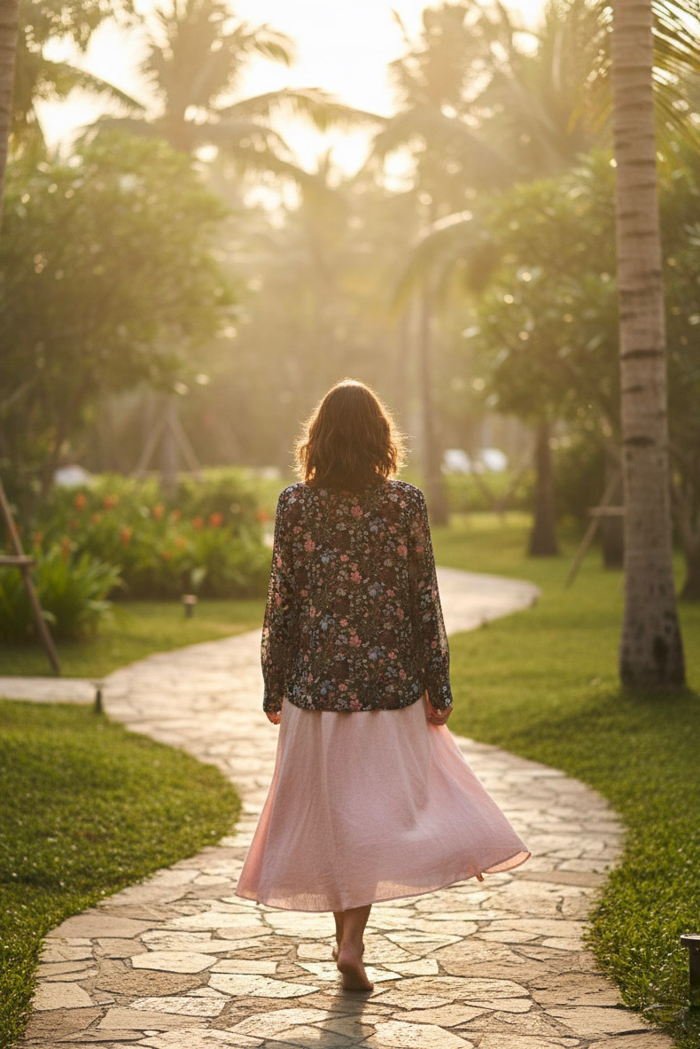 Áo sơ mi tay dài chiffon hoa thời trang Hity