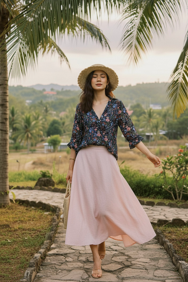 Áo sơ mi tay dài chiffon hoa thời trang Hity