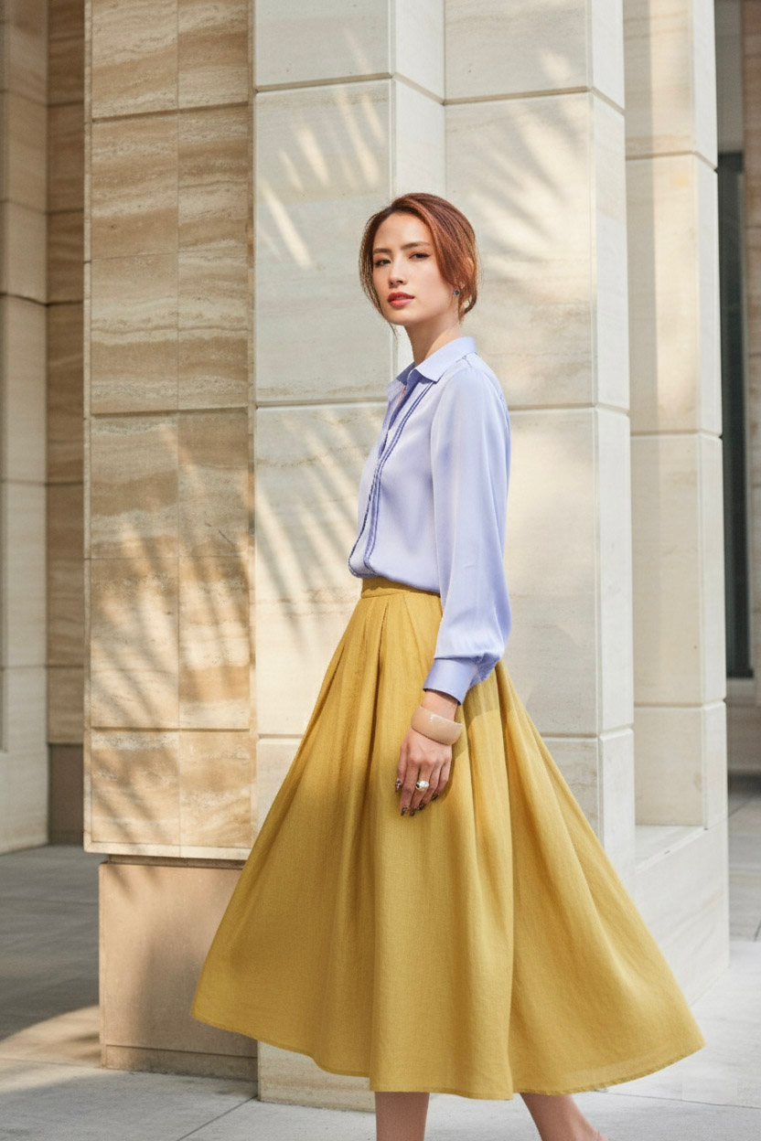 Áo sơ mi tay dài xanh nhạt thời trang Hity