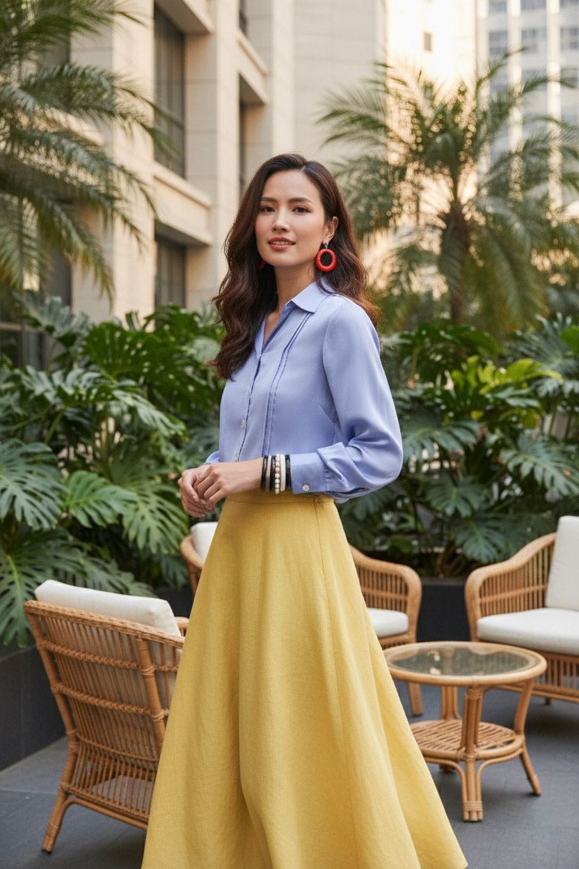 Áo sơ mi tay dài xanh nhạt thời trang Hity