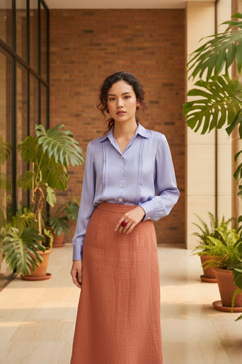 Áo sơ mi tay dài xanh nhạt thời trang Hity